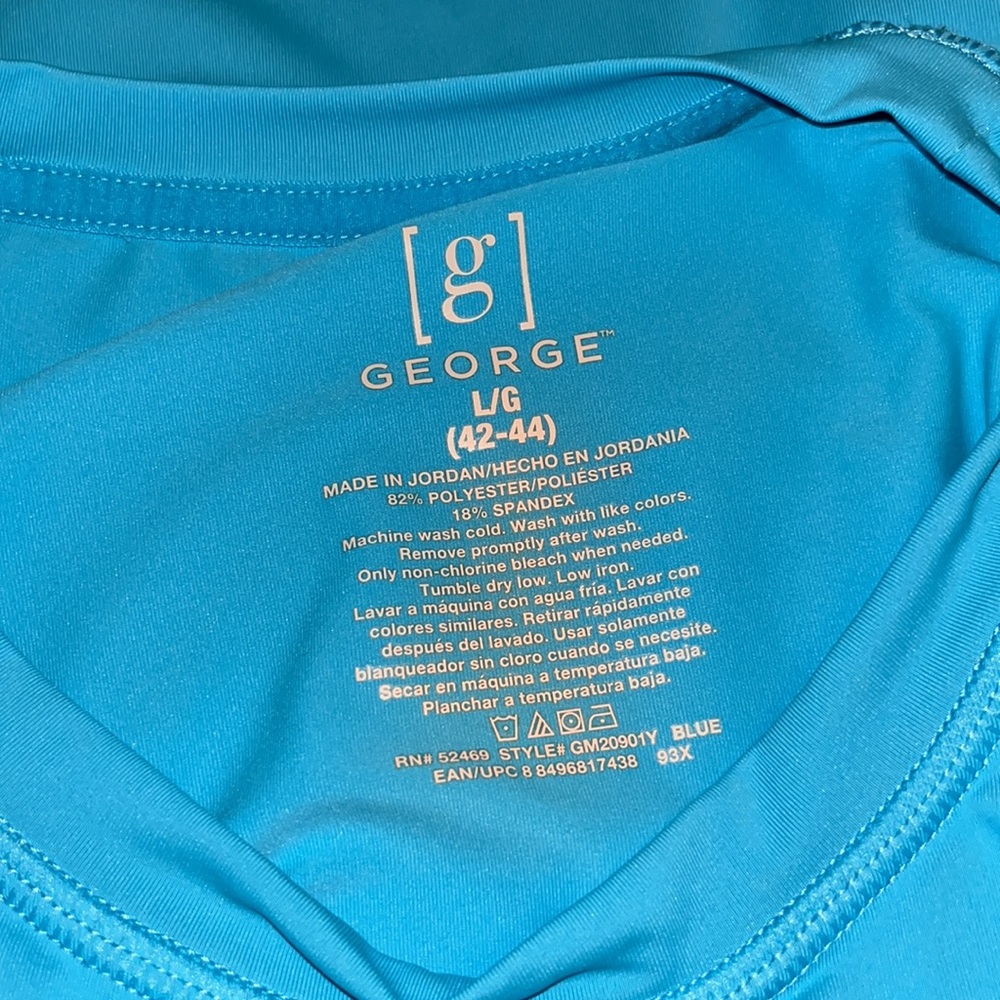 George Mens Large 42/44 Blue Short Sleeve Swim Rash Guard - Picture 9 of 12